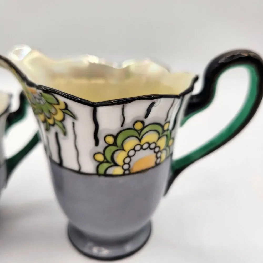 Noritake Sugar Creamer Set Floral  Era 1930-40 M Series Hand Painted Japan MCM